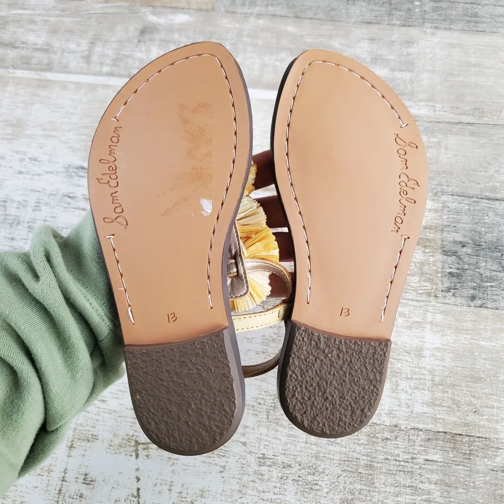 Sam Edelman Gillie Mini Girls Sandal Sz 13 Yellow Desert Sun Ankle Strap Flat
